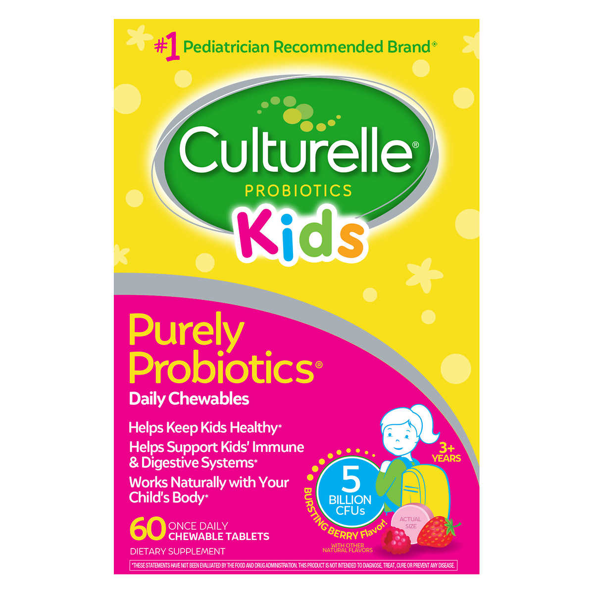 Culturelle Probiotic Kids Purely Probiotics 60 tabletas masticables