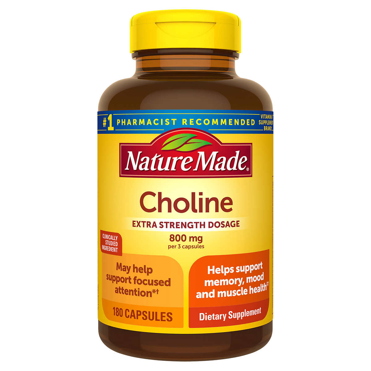 Nature Made Choline Extra fuerte 800 mg - 180 cápsulas