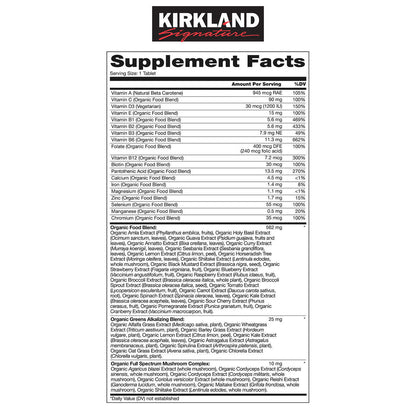 Kirkland Signature Multivitamínico orgánico - 80 tabletas