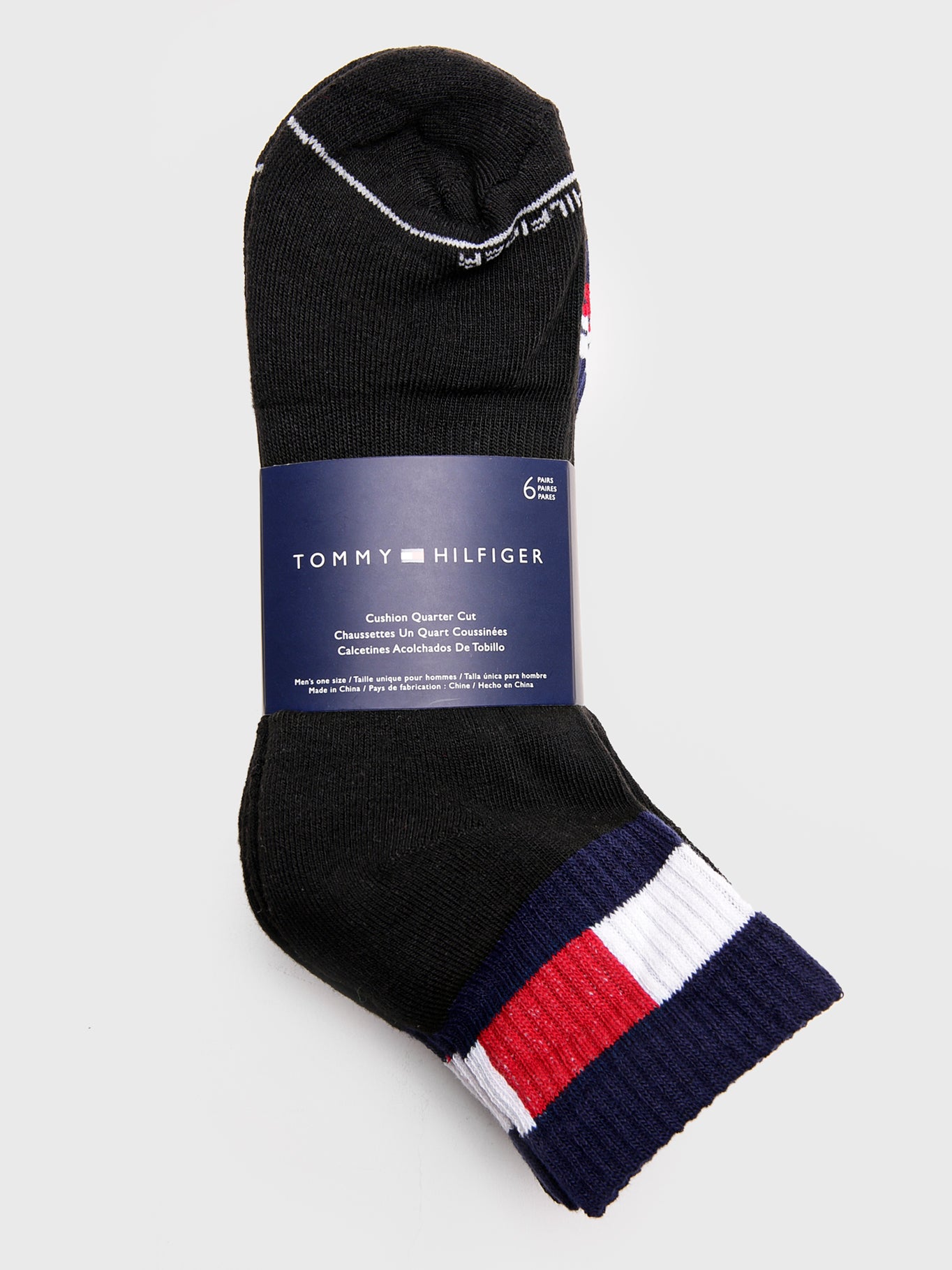 Tommy Hilfiger, pack 6 medias para hombres color negro TALLA ÚNICA