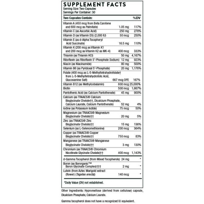 THORNE Basic Nutrients 2/Day - Multivitamínico diario integral , Fórmula de vitaminas y minerales - 60 cápsulas