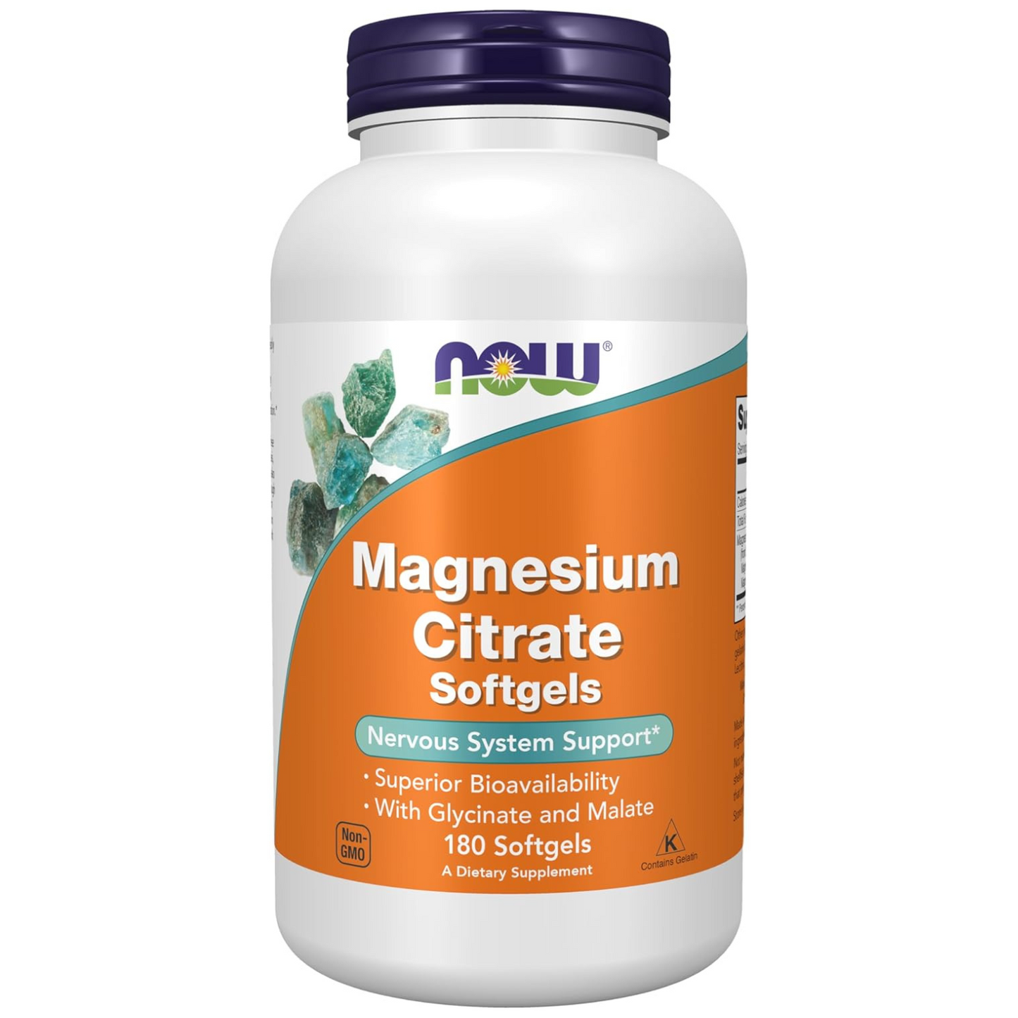 Citrato de Magnesio Now 400 mg - 180 Capsulas de Gel.