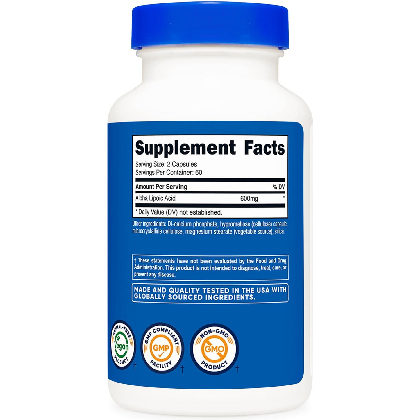 Nutricost Alpha Lipoic Acid 600 mg 120 cápsulas - para 60 servidos