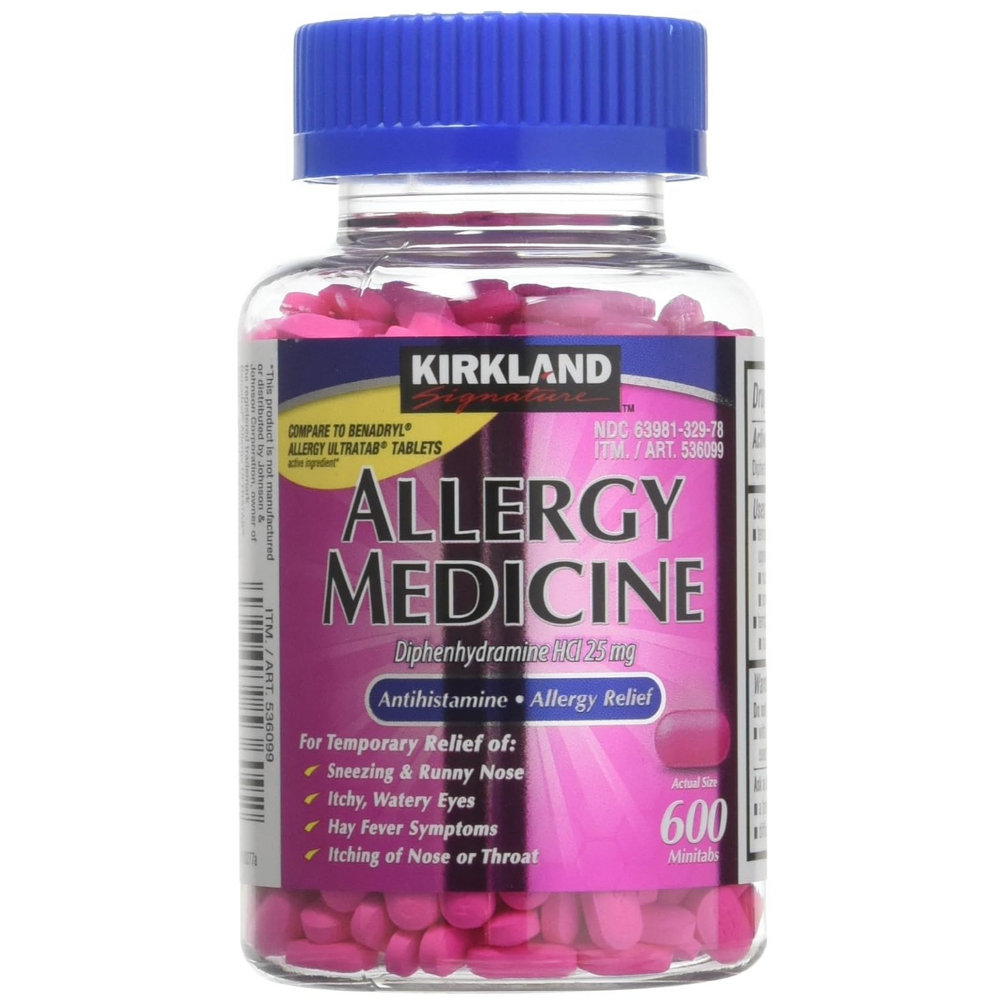 Allergy Medicine Kirkland Signature, Difenhidramina Hci 25 mg 600 minitabletas.