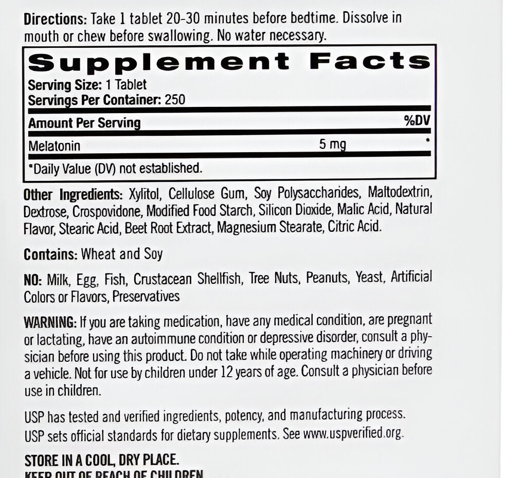 MELATONINA NATROL 5 MG  250 TABLETAS - NATROL - FAST DISSOLVE