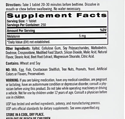 MELATONINA NATROL 5 MG  250 TABLETAS - NATROL - FAST DISSOLVE