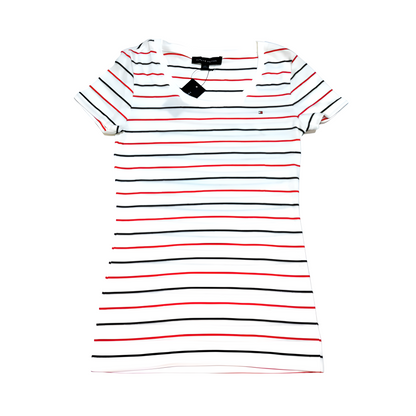 Camiseta/ Polo de mujer Tommy Hilfiger, diseño a rayas, manga corta - Cuello redondo