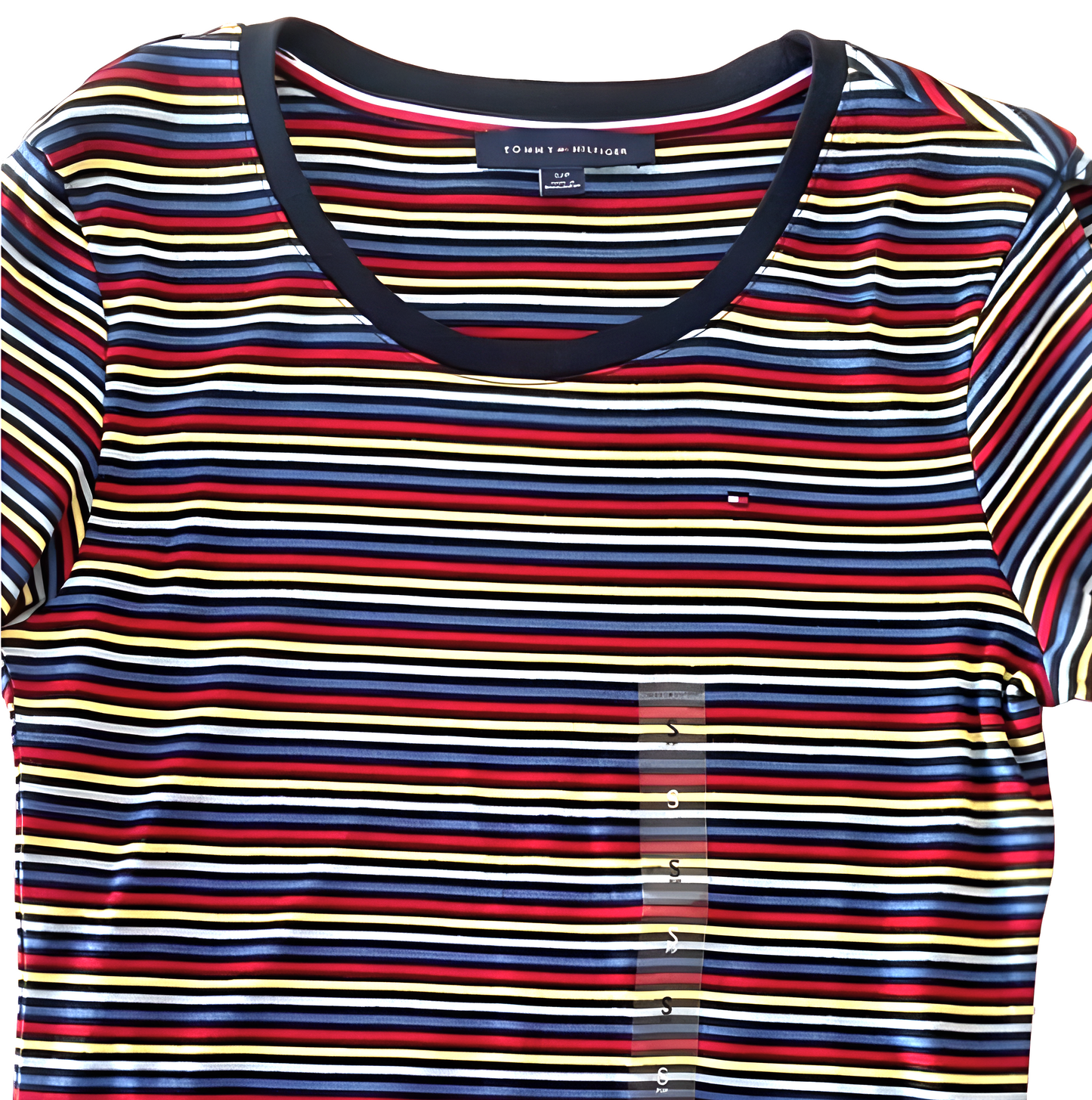 Tommy Hilfiger Camiseta de rayas de manga con lazo para mujer - Talla S