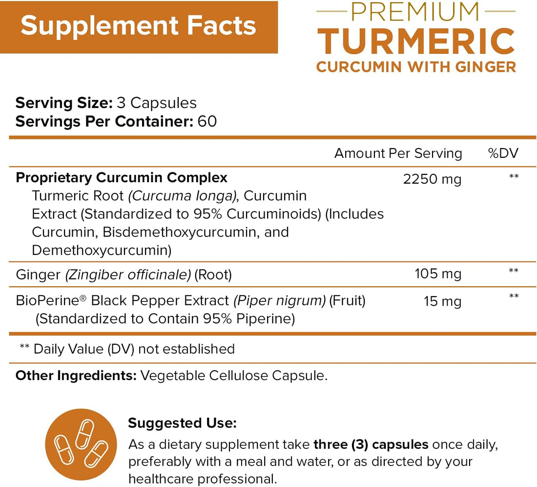 NutriFlair Turmeric Curcuma con Ginger y BioPerine Black Pepper 180 Ca
