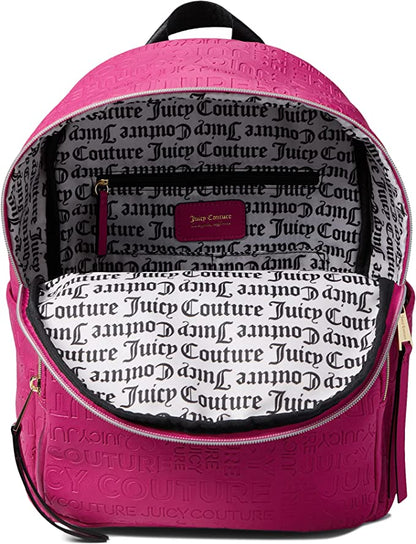 Juicy Couture Mochila Word Play, Logotipo de frambuesa en relieve, Mochila Word Play